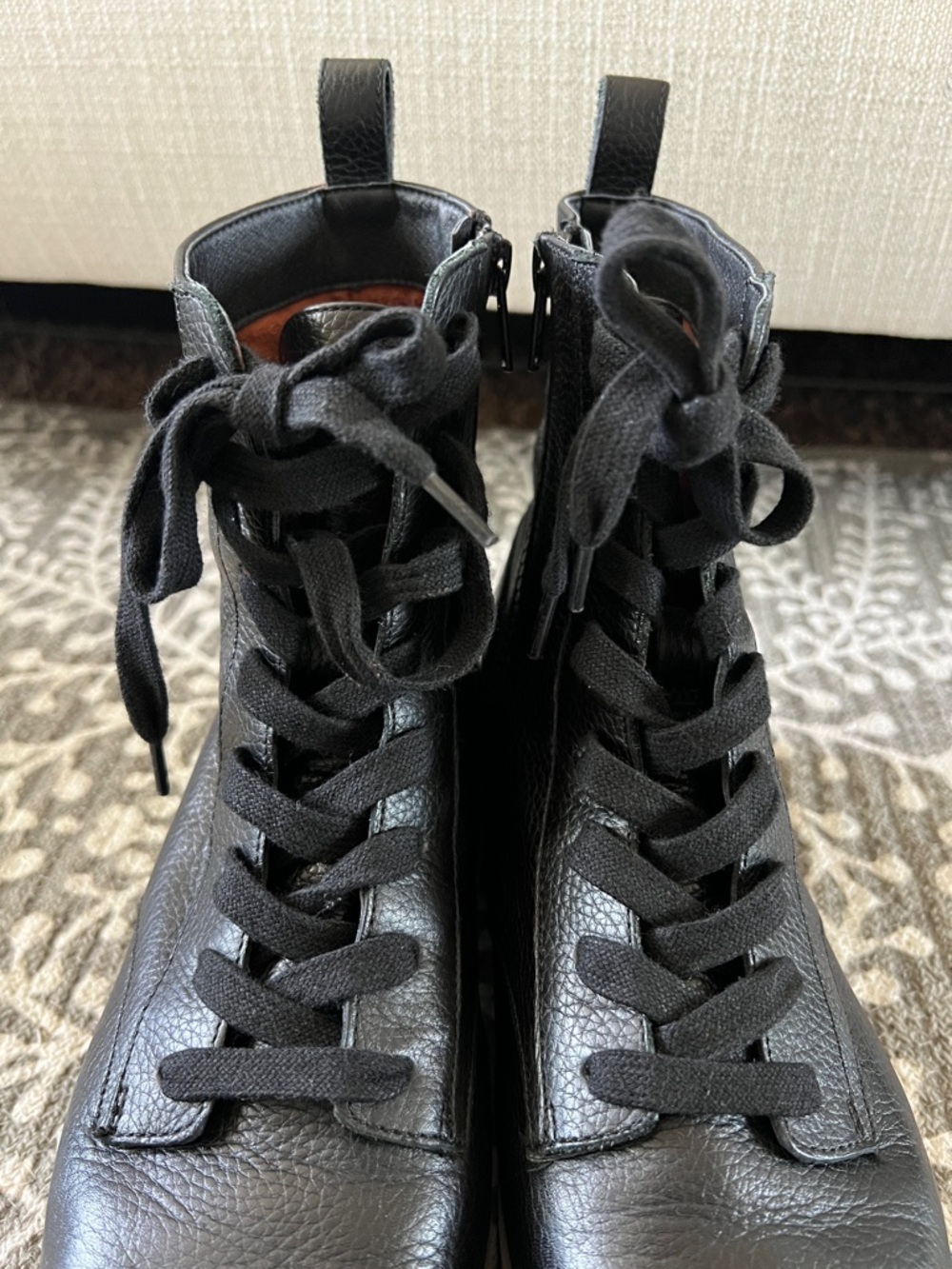 Vionic lani black pebbled leather lace up combat boots - Picture 4 of 12